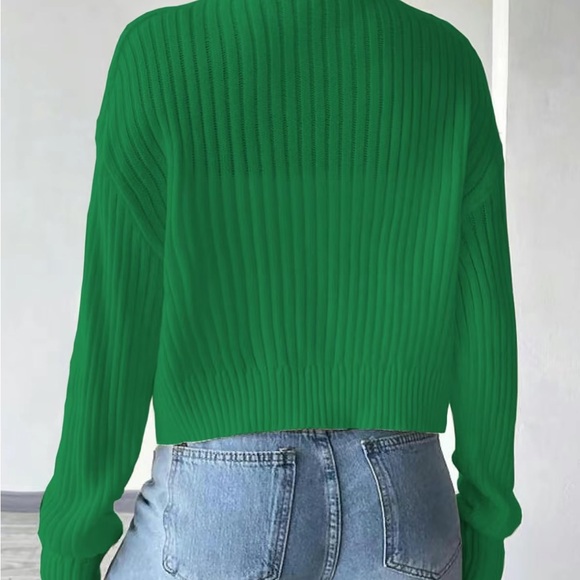 Green Ribbed Button-Up Sweater - Picture 2 of 2